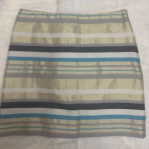 LOFT Striped Skirt in Gold, Gray, and Blue